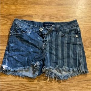 American Flag Distressed Denim Shorts